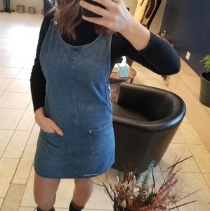 90's Vintage Jean Jumper Dress